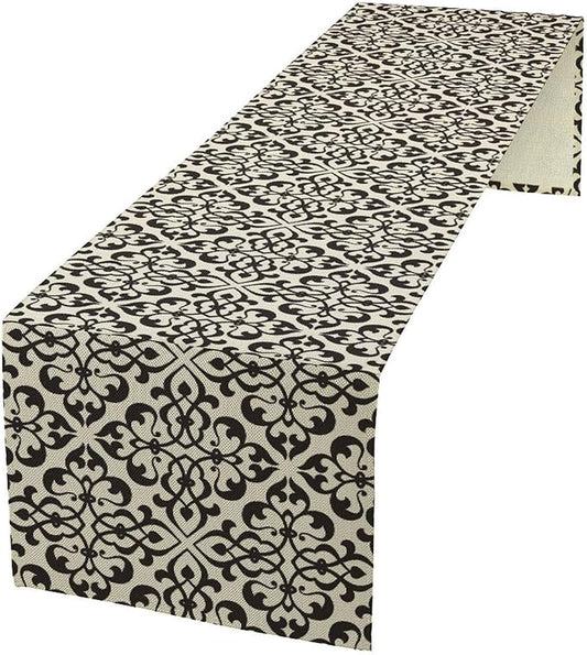 Moroccan Table Runner Damask Patterned Geometric Table Runner for Kitchen Dining Party Decor 13x72in