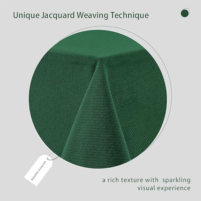 BALCONY & FALCON Rectangle Tablecloth Jacquard Style Water Resistant Table Cover for Christmas Thanksgiving Dining Kitchen Cafe Parties and Outdoor Use (Dark Green, 55 x 71 inch)