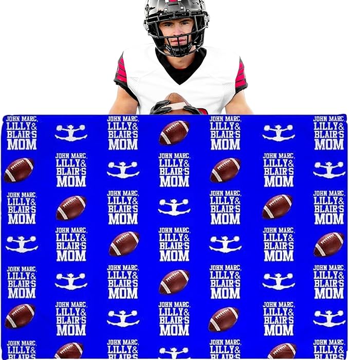 Personalized Sports Bleacher Blanket Custom Football Blanket with Name Wearable Blanket University Team Blanket for Cheer Mom Women Men Football Season Game Day Gear Christmas