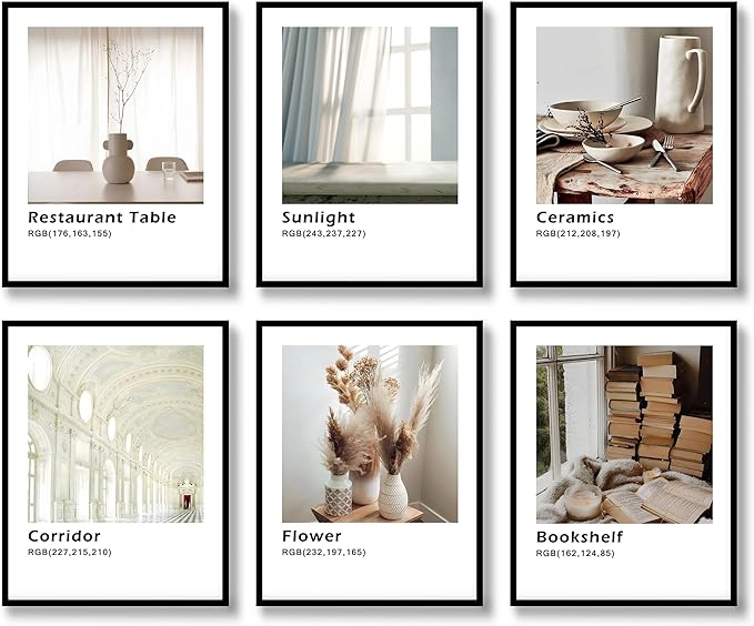 Luodroduo Fashion Wall Art Prints Set of 6 Modern Nordic Aesthetic Minimalist Wall Decor Comfortable Beige Canvas Poster for Corridor Living Room Bedroom Decoration (B, 8"x10" UNFRAMED)