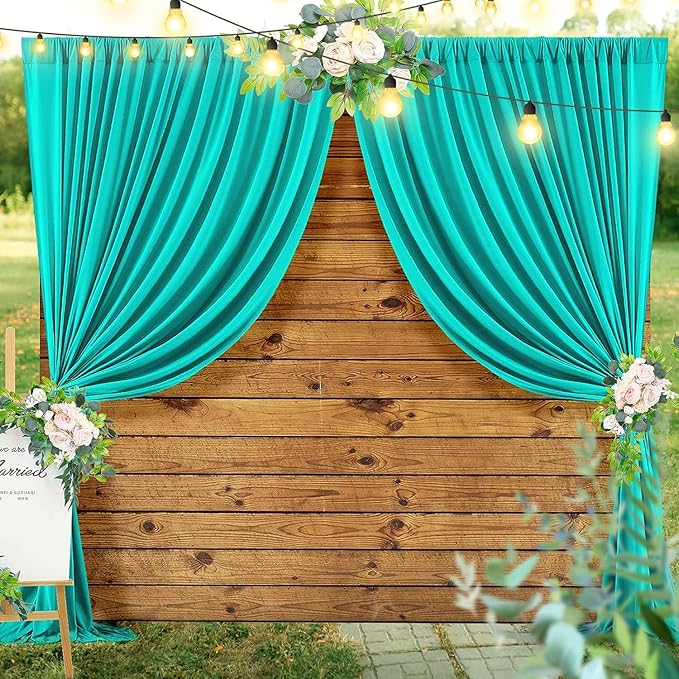 40ftx10ft Wrinkle Free Turquoise Backdrop Curtains for Parties, Thick Polyester Teal Photo Backdrop Drape 8 Panels for Wedding Birthday Photography Background Backdrop Stand