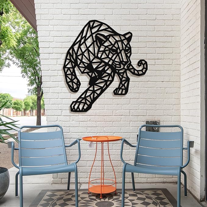 Geometric Animal Metal Wall Art – Modern Polygon Style Metal Wall Decor for Home, Living Room, or Office, Minimalist Wildlife Wall Sculpture, Black Steel Design (Style-5)