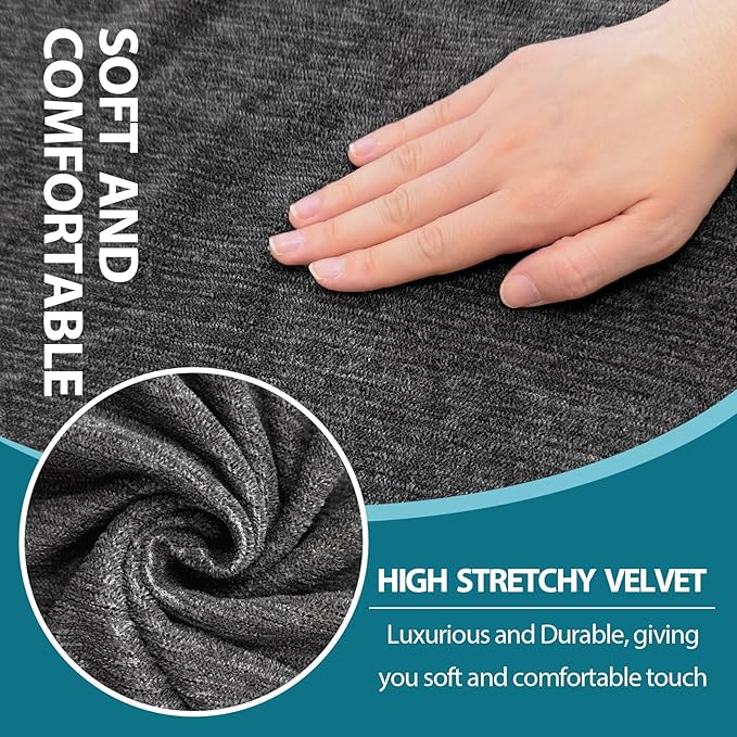 2 Pieces T Cushion Chair Covers with Arms Super Stretch Chair Slipcover for Living Room Pet Dog Universal Slip Cover Anti Slip Armchair Furniture Protector (Dark Gray, 1 Cushion)