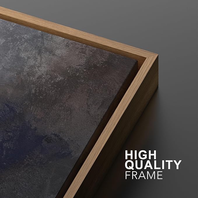 SIGNWIN Framed Canvas Print Wall Art Set Midnight Slate Abstract Blue and Gray Brushstroke Zen Bohemian for Living Room, Bedroom, Office - 16"x24"x2 NATURAL