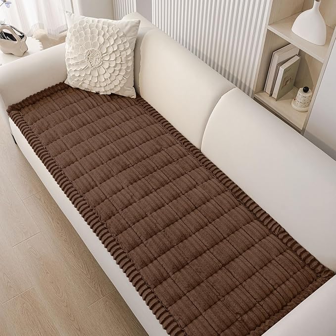 Smiry Couch Cover for Dogs Washable, Non Slip Fuzzy Pet Couch Covers for 3 Cushion Sofa Pet Friendly, Thick Soft Sofa Slipcovers Cushion Protector (Brown, 27.6" x 82.7")