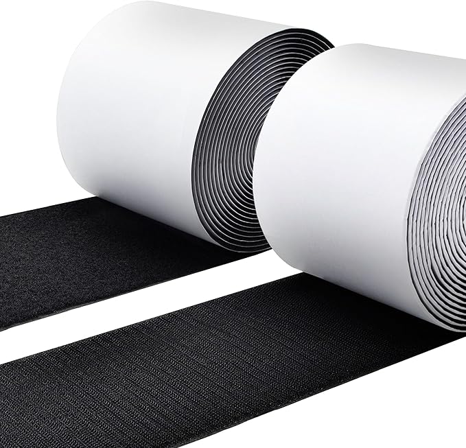 3 Inch x20 Feet Adhesive Hook and Loop Tape, Nylon Heavy Duty Hook and Loop Strips, Black Double Sided Self Adhesive Interlocking Tape for Fix Screen Window Sofa Cushions Carpet Wall Hanging