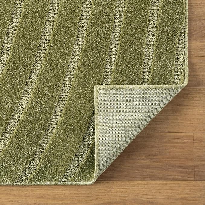LUXE WEAVERS Modern Geometric Wave Green 8x10 Area Rug, Contemporary Stain Resistant Carpet