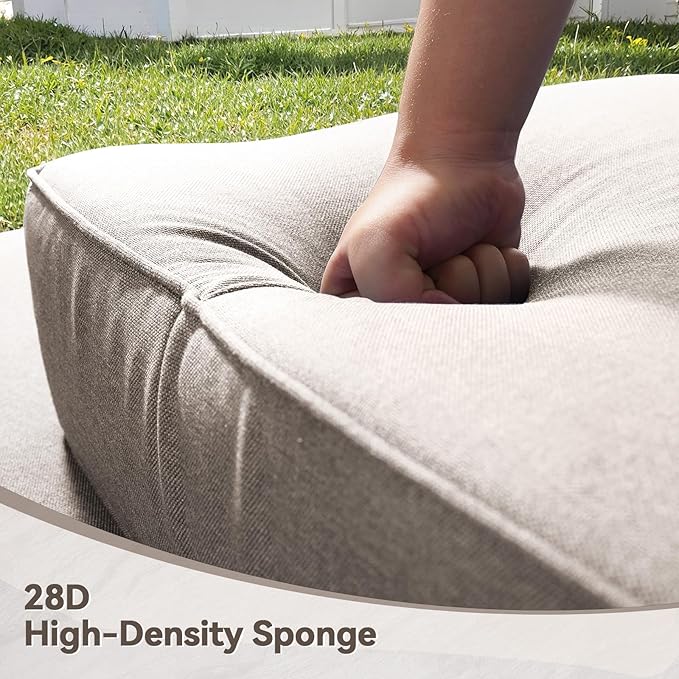 6" Thick Outdoor Cushions 22x24x6, 6-Set Deep Seat Patio Cushions with Removable Cover, Waterproof & Fade Resistant Replacement for Wicker Chair, Loveseat, Sofa - Beige