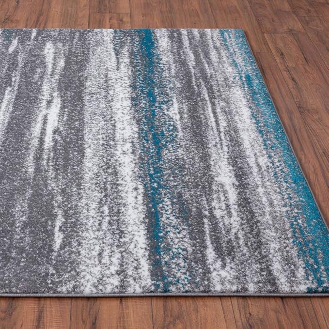 LUXE WEAVERS Modern Abstract Turquoise 8x10 Area Rug