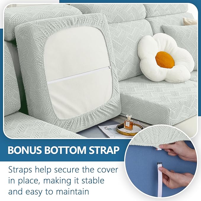 hyha Individual Couch Cushion Covers, Stretch Magic Sofa Seat Cushion Covers Washable, Dog Couch Sofa Slipcover for Pets, Kid with Elastic Bottom(Large, Light Grey)