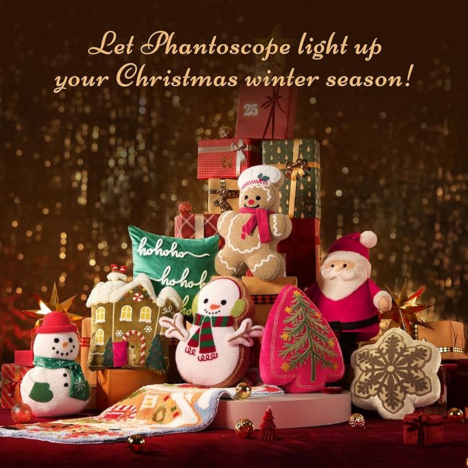 Phantoscope Gingerbread Series House Merry Christmas Throw Pillow, Velvet Christmas Shaped Pillow with Faux Fur Roof & 3D Santa Claus Decorative Xmas Pillow for Couch, Brown, 17.5 x 16in