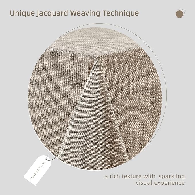 BALCONY & FALCON Rectangle Tablecloth Jacquard Style Water Resistant Table Cover for Dining Kitchen Cafe Parties and Outdoor Use (Beige, 47 x 63 inch)