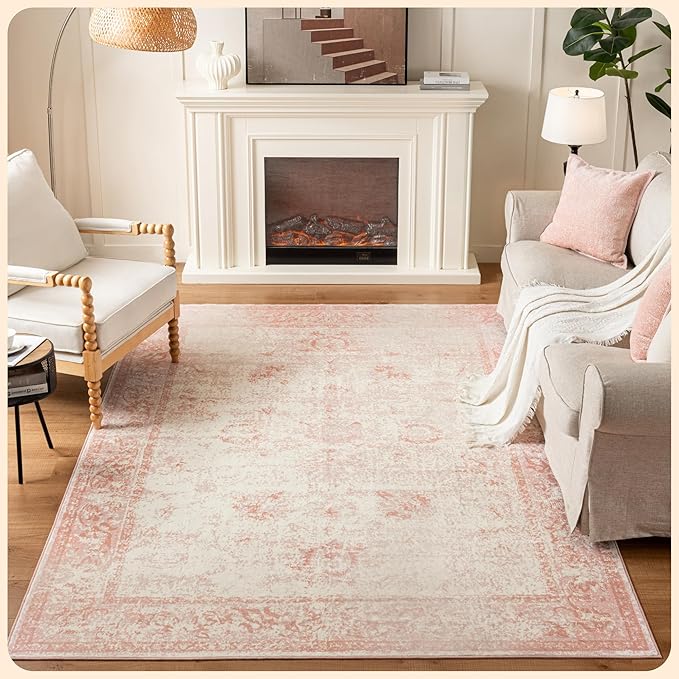 Istana 6x9 Area Rug - Pink Rugs for Living Room 6x9 - Foldable Boho Rugs for Bedroom - Stain Resistant Washable Rug - Eco-Friendly Area Rugs - Easy to Clean Living Room Rug