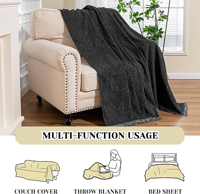 MEETSKY Black Oversized Chair Cover, Chenille Armchair Couch Cover for 1 Cushion Couch for Dog, Sofa Slipcovers Furniture Protector for Pet, 71" X 91"