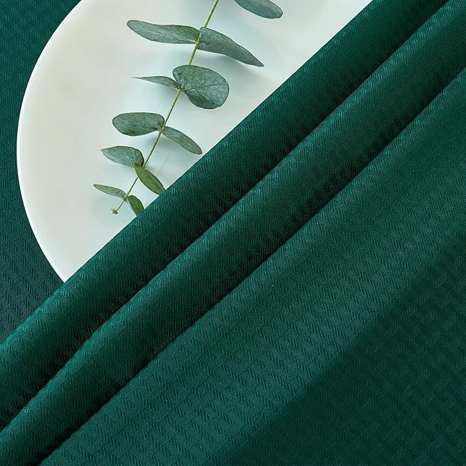 maxmill Rectangle Tablecloth Weaved Design Water Resistant Wrinkle Free Spill-Proof Soft Table Cloth for Dining Room Decoration, Banquet, Christmas Holiday Dinner, 52 x 84 Inch, Hunter Green