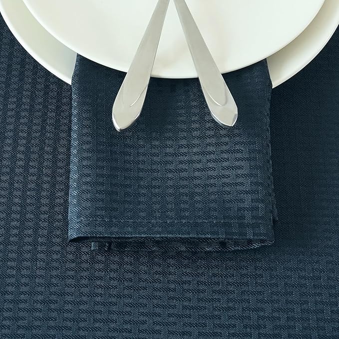 maxmill Cloth Napkins Weaved Texture Pattern Soft Comfortable and Luxury Serviette for Restaurant Family Dinners Weddings Parties and Banquets Set of 4 Pieces, 20 x 20 Inch Navy Blue
