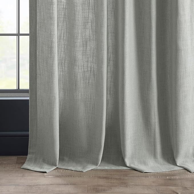 HPD Half Price Drapes Heavy Faux Linen Light Filtering Curtains for Bedroom 84 Inches Long (1 Panel) - Rod Pocket Curtains for Living Room - Window Curtains Home Decor - 50 X 84, Ash Grey