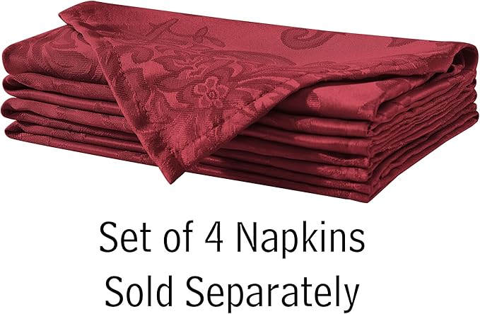 Newbridge Barcelona Damask Fabric Tablecloth, 60 x 84 Inch Rectangle, Burgundy – No Iron, Soil Resistant Table Cover for Dining, Parties and Holidays