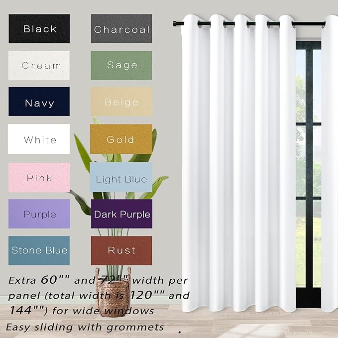 KOUFALL 90 Inch Curtains for Living Room,Extra Wide 72 in Width 72x90 Grommet 2 Panel Set Semi Blackout Window Treatments