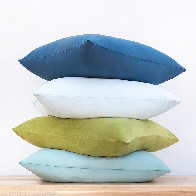 MONDAY MOOSE Decorative Throw Pillow Covers Cushion Cases, Set of 4 Soft Velvet Modern Designs, Mix and Match for Home Decor, Pillow Inserts Not Included (20x20 inch, Green/Blue)