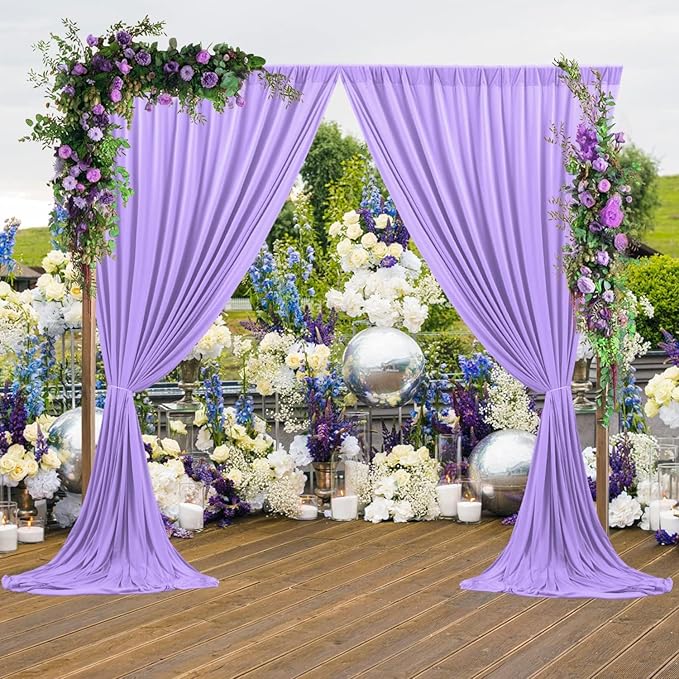 10x8 ft Wrinkle Free Lavender Light Purple Backdrop Curtain Drapes, Polyester Wedding Curtains Party Background for Baby Shower Birthday Parties