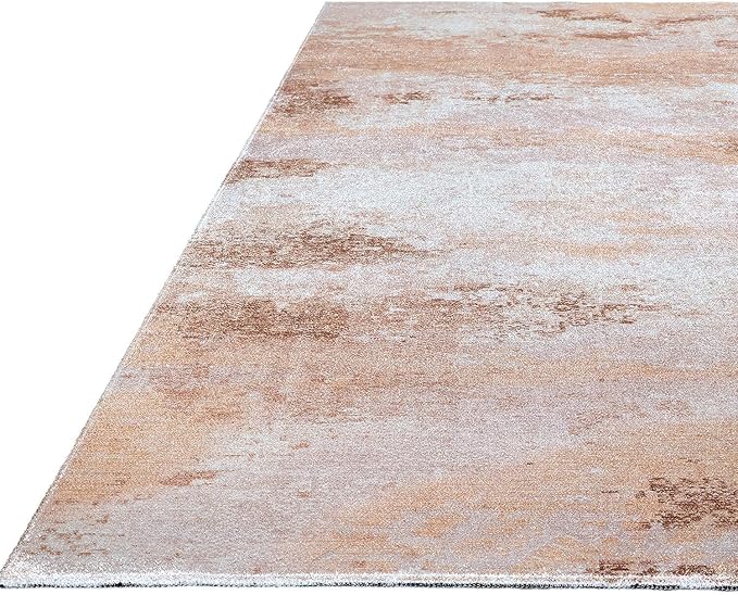 Non Slip Rugs 5x7 Modern Abstract Easy Silk Rubber Backing Soft Area Rug for Living Room Easy to Clean Non Shedding Kitchen for Bedroom Indoor Carpet (Beige - Brown, 5x7)