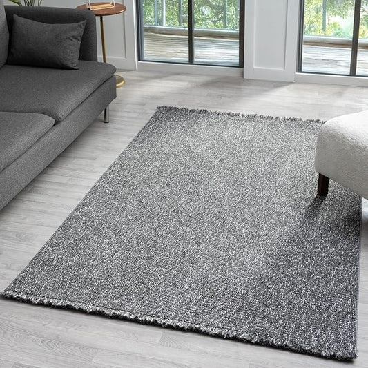 LUXE WEAVERS Solid Machine Woven Smoke 8x10 Area Rug, Indoor Stain-Resistant Carpet