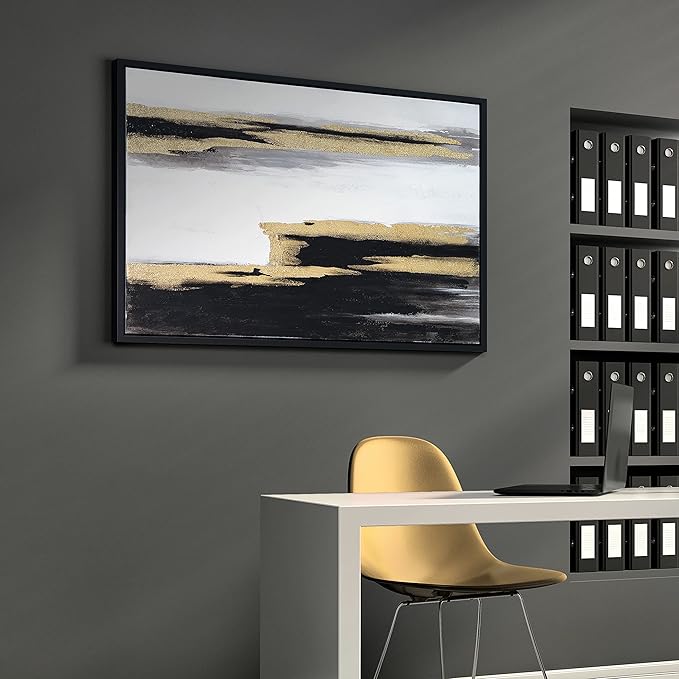 Empire Art Direct Abstract Wall Art Textured Hand Painted Canvas Art by Martin Edwards, Black Framed Wall Art, 40" x 30", Solemn Night