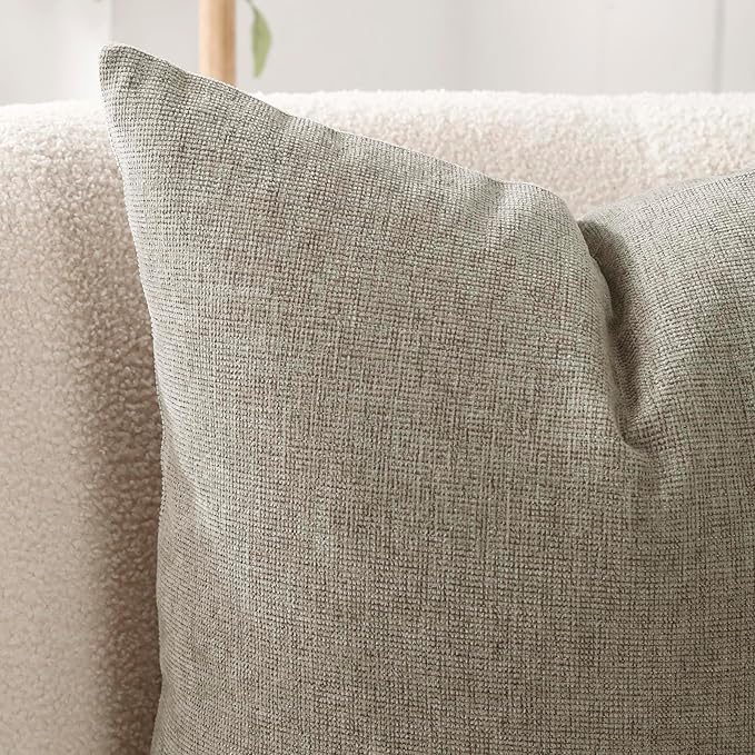 Jepeak 24x24 Inch Decorative Chenille Throw Pillow Covers, Pack of 2 Cozy Concise Pillow Cases Soft Farmhouse Modern Square Cushion Cover for Sofa Couch Bed Home Decor, Camel