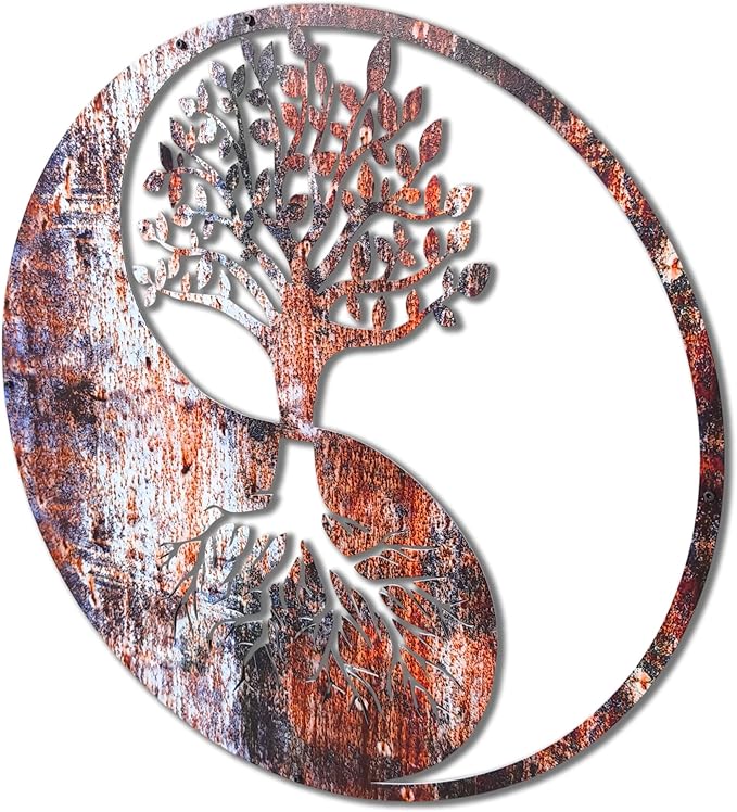Venovez Yin Yang Wall Decor (Wood-Metal) Tree of Life Wall Art, Yin Yang Decor, Metal Wall Decor, Interior Decoration, Wall Hangings