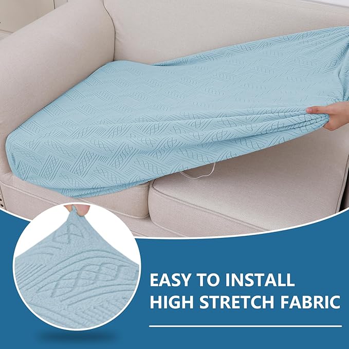 hyha Individual Couch Cushion Covers, Stretch Magic Sofa Seat Cushion Covers Washable, Dog Couch Sofa Slipcover for Pets, Kid with Elastic Bottom(Back Cover M, Lake Blue)