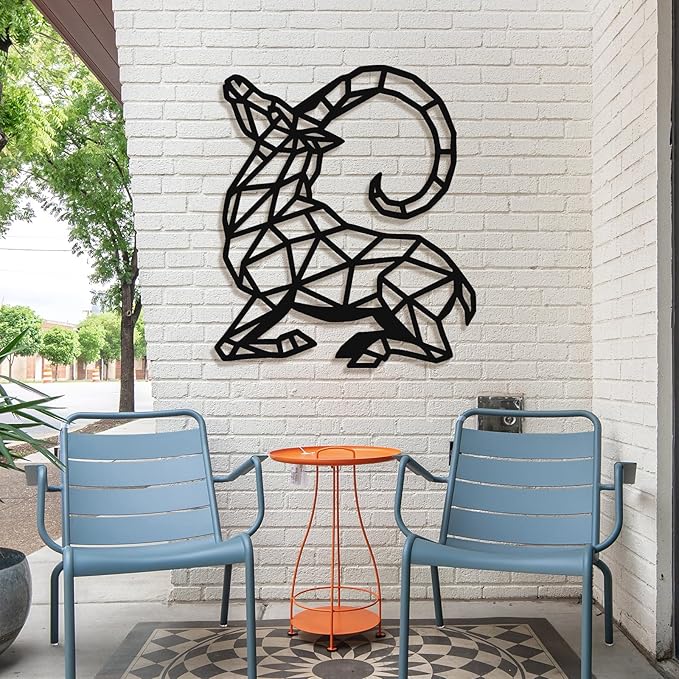 Geometric Animal Metal Wall Art – Modern Polygon Style Metal Wall Decor for Home, Living Room, or Office, Minimalist Wildlife Wall Sculpture, Black Steel Design (Style-6)