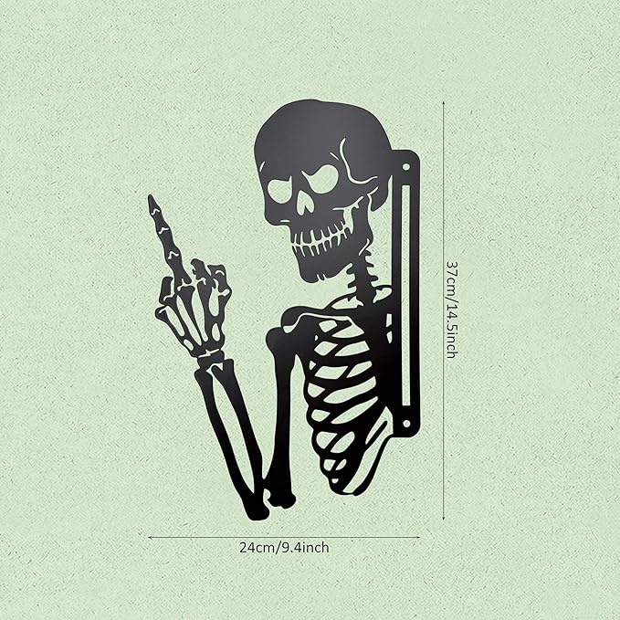 Gothic Peeking Skull Wall Art - Ornate Skeleton Decor with Playful Lean-Out Design, Versatile Indoor and Outdoor Use for Wall, Tree, or Garden, Elegant Goth Home Accent