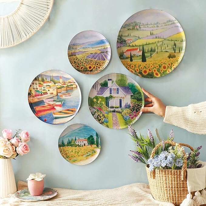 RITUALISTIC Tuscany Iron Wall Art Plates – Set of 5 Decorative Plates | European-Inspired Metal Wall Decor | Rustic Wall Hanging for Living Room, Kitchen & Home Interiors | Christmas gifts