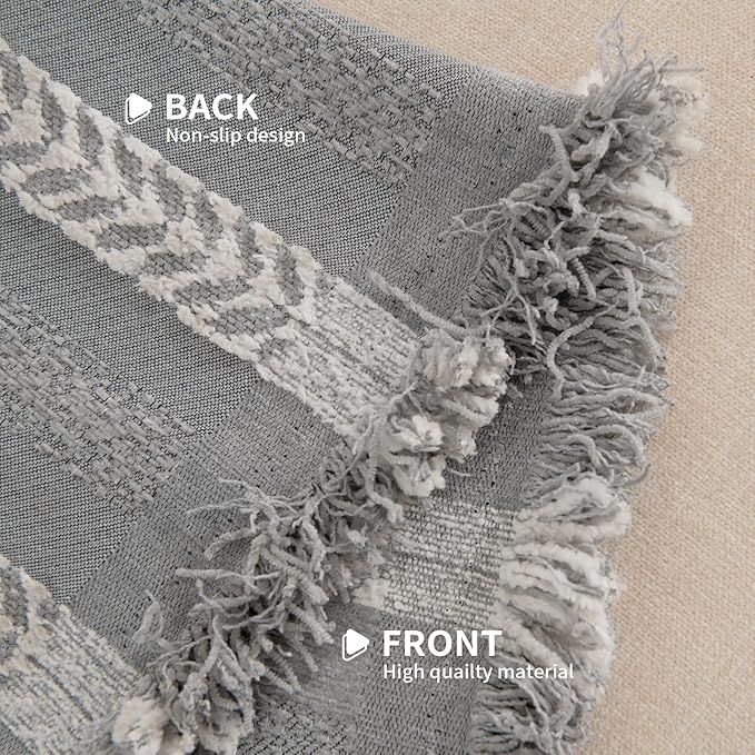 Couch Cover for Dogs, Boho Sofa Covers for 2 Cushion Couch, Chenille Sofa Slipcover for Pets Washable, L-Shape Sectional Loveseat Cover Soft Throw Blankets with Tassels(71x102,Striped Grey)