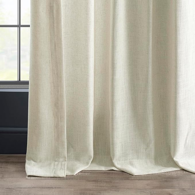 HPD Half Price Drapes Heavy Faux Linen Light Filtering Curtains for Bedroom 120 Inches Long (1 Panel) - Rod Pocket Curtains for Living Room - Window Curtains Home Decor - 50 X 120, Barley