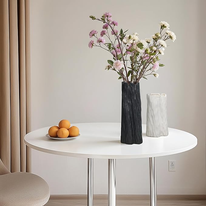White Matte Ceramic Vase, Organic Nature Shape, 7.5 Inch Boho Nordic Ins Style Decorative Flowers Vase, Living Room Bedroom Entryway Minimalist Centerpiece Decor, Birthday Gifts for Women