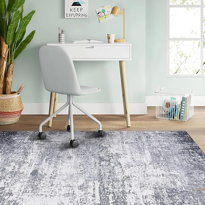 Modern Abstract 2x3 Area Rug Non Slip Non Shedding Low Pile Stain Resistant Rug for Entryway Kitchen Bedroom,Light Grey