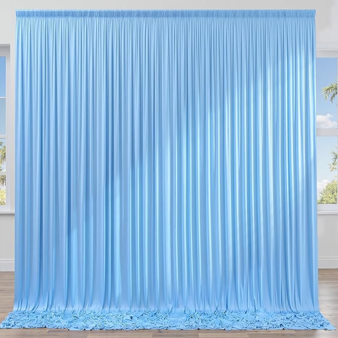 10x8ft Wrinkle Free Baby Blue Backdrop Curtains for Parties, Thick Fabric Backdrop Drapes for Wedding Birthday Photography Baby Shower Party Background