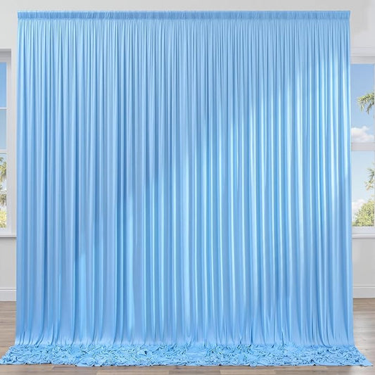 10x8ft Wrinkle Free Baby Blue Backdrop Curtains for Parties, Thick Fabric Backdrop Drapes for Wedding Birthday Photography Baby Shower Party Background