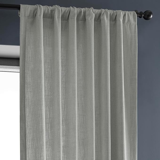 HPD Half Price Drapes Heavy Faux Linen Light Filtering Curtains for Bedroom 108 Inches Long (1 Panel) - Rod Pocket Curtains for Living Room - Window Curtains Home Decor - 50 X 108, Ash Grey