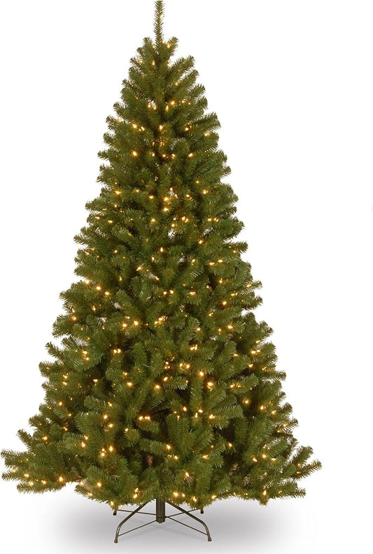 National Tree Company 7 ft Pre-Lit North Valley Spruce Artificial Christmas Tree, 500 Clear Lights, 1,096 Tips, Includes Stand, Green
