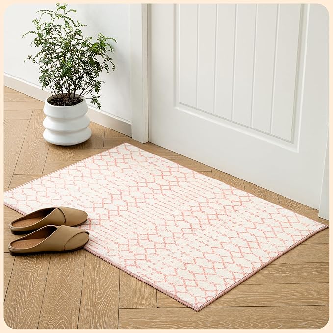 Istana 2x3 Area Rug - Pink Boho Rugs for Living Room 2x3 - Foldable Small Rugs for Bedroom - Stain Resistant Washable Rug Non Slip - Eco-Friendly Area Rugs Indoor - Easy to Clean Rug