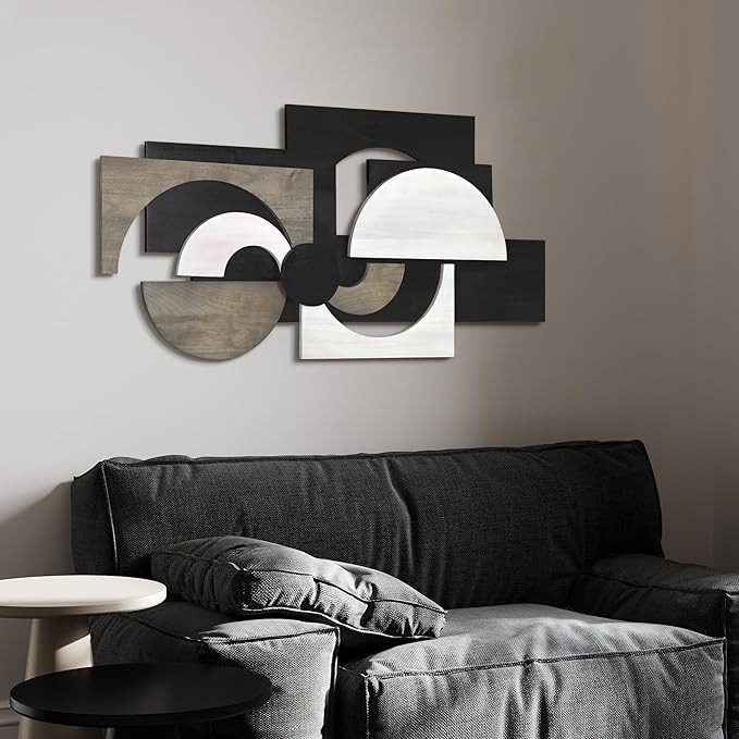 Empire Art Direct "Luminus Dusk Handmade Dimensional Solid Paulownia Wood Abstracts Wall Art, Ready to Hang, Living Room, Bedroom & Office, 48" x 24"x 1.89"