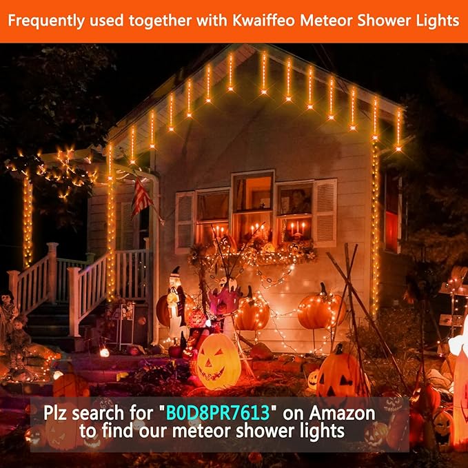 Kwaiffeo Super Long Halloween Lights: 1000LED 328FT 8 Modes Orange String Lights Outdoor Indoor for Halloween Decorations Fall Decor Outside Party Yard Tree, UL Plug