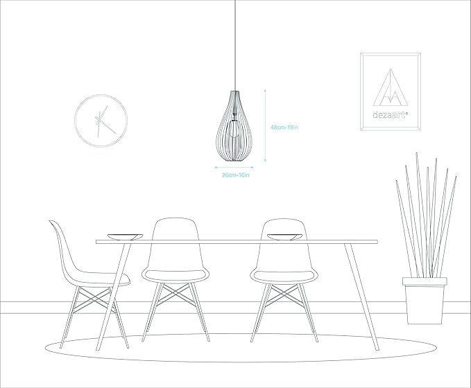 DEZAART Wooden Pendant Light Mid-Century Modern – Unique Design for Living Rooms, Kitchens, and Offices