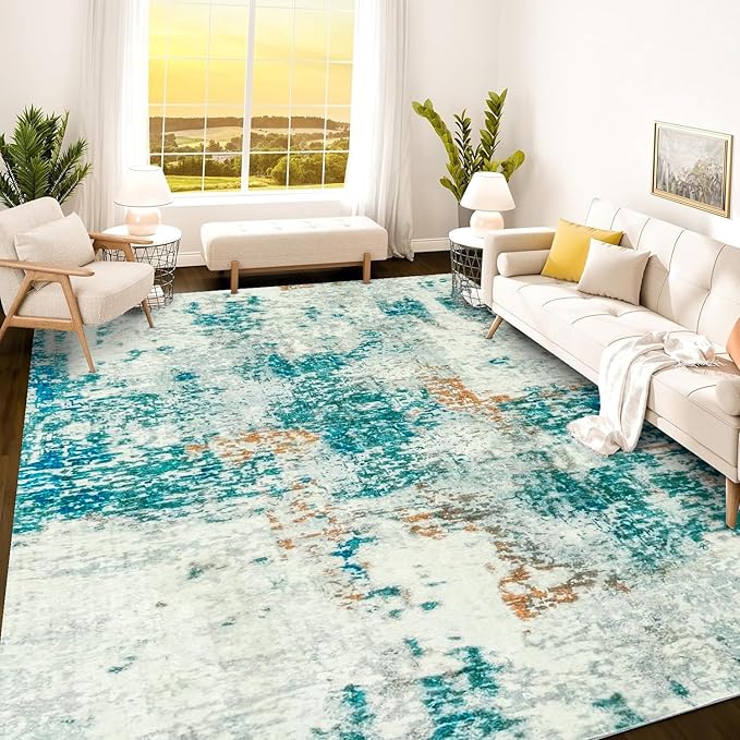 Istana 8x10 Area Rug - Green 8x10 Rugs for Living Room - Foldable Rugs for Bedroom - Stain Resistant Washable Rug - Eco-Friendly Area Rugs - Easy to Clean Living Room Rug