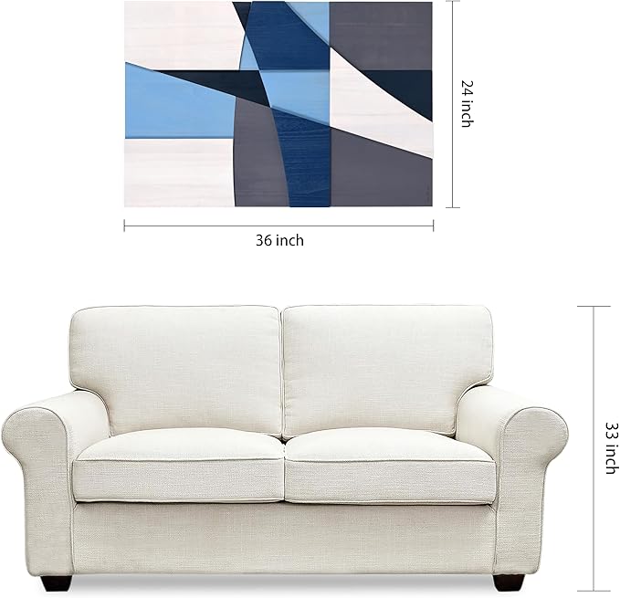Empire Art Direct "Whispers of Blues I Hand Made & Hand Finished Solid Wood Abstracts, Ready to Hang, Living Room, Bedroom & Office, 36" x 24"x 1.42"