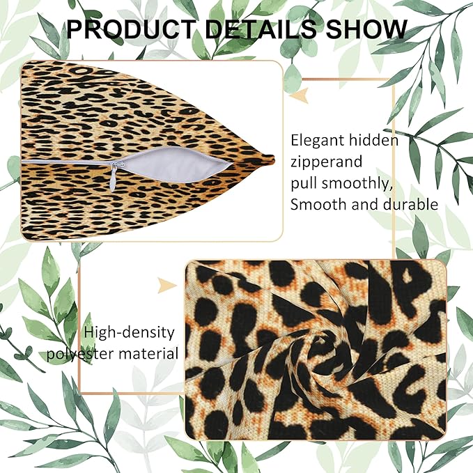 Throw Pillow Covers Leopard Pillow Covers 18x18 Inch Set of 2 Leopard Pattern Throw Pillows Decorative Pillow Cases Cushion Covers for Bedroom Livingroom Sofa Farm House