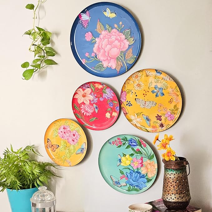 RITUALISTIC Pushpam Wall Plates Set of 5 | Wall Arts For Home Decoration, Living Room, Bedroom, Office Decor, Cafe, Restaurant | Aesthetic Room Decor Items | Christmas gifts